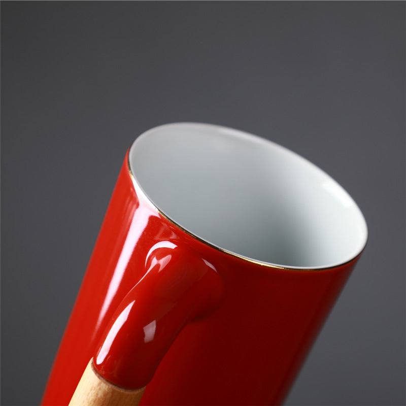 Japanese-Style Ceramic Mug with Lid, Filter & Tea Separation