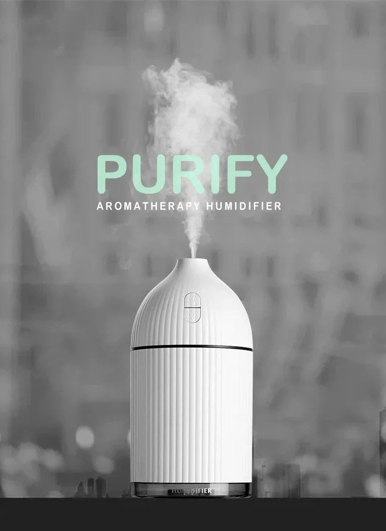Aromatherapy USB Ultrasonic Humidifier & Essential Oil Diffuser with LED Light (300ml)