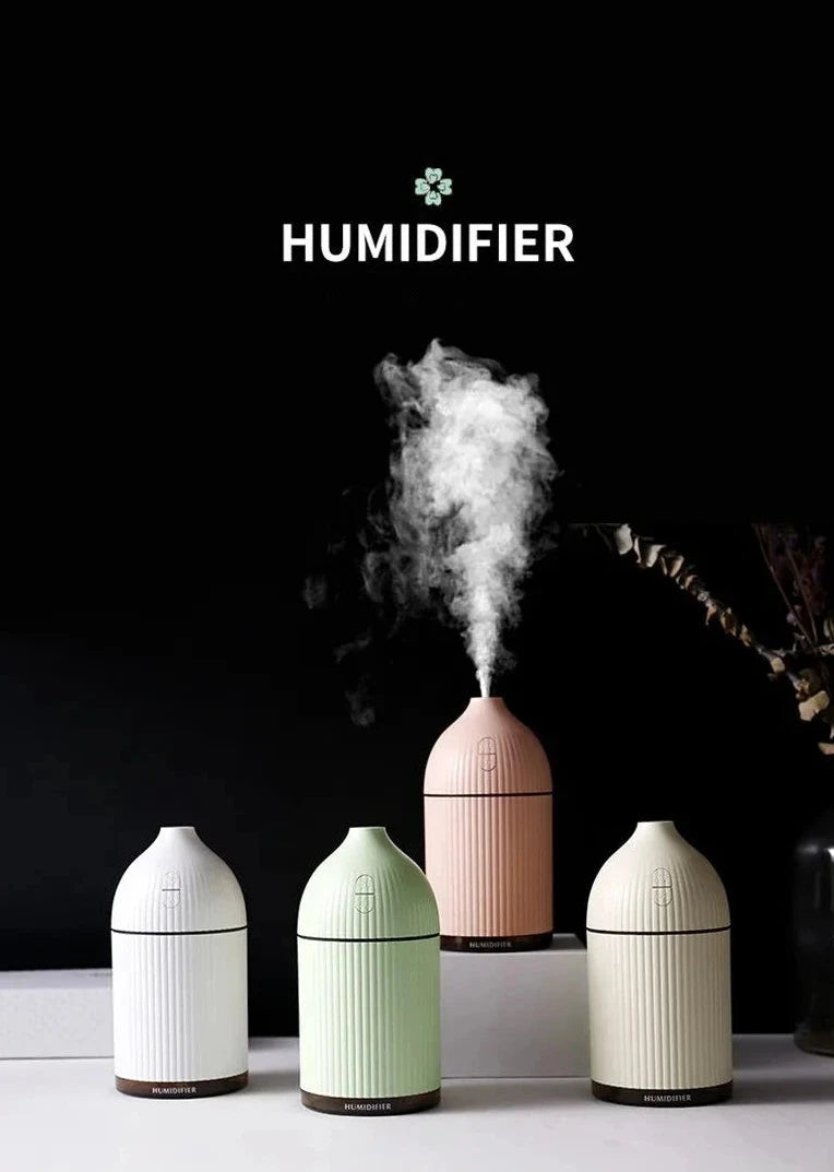Aromatherapy USB Ultrasonic Humidifier & Essential Oil Diffuser with LED Light (300ml)