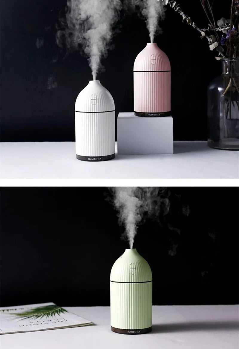 Aromatherapy USB Ultrasonic Humidifier & Essential Oil Diffuser with LED Light (300ml)