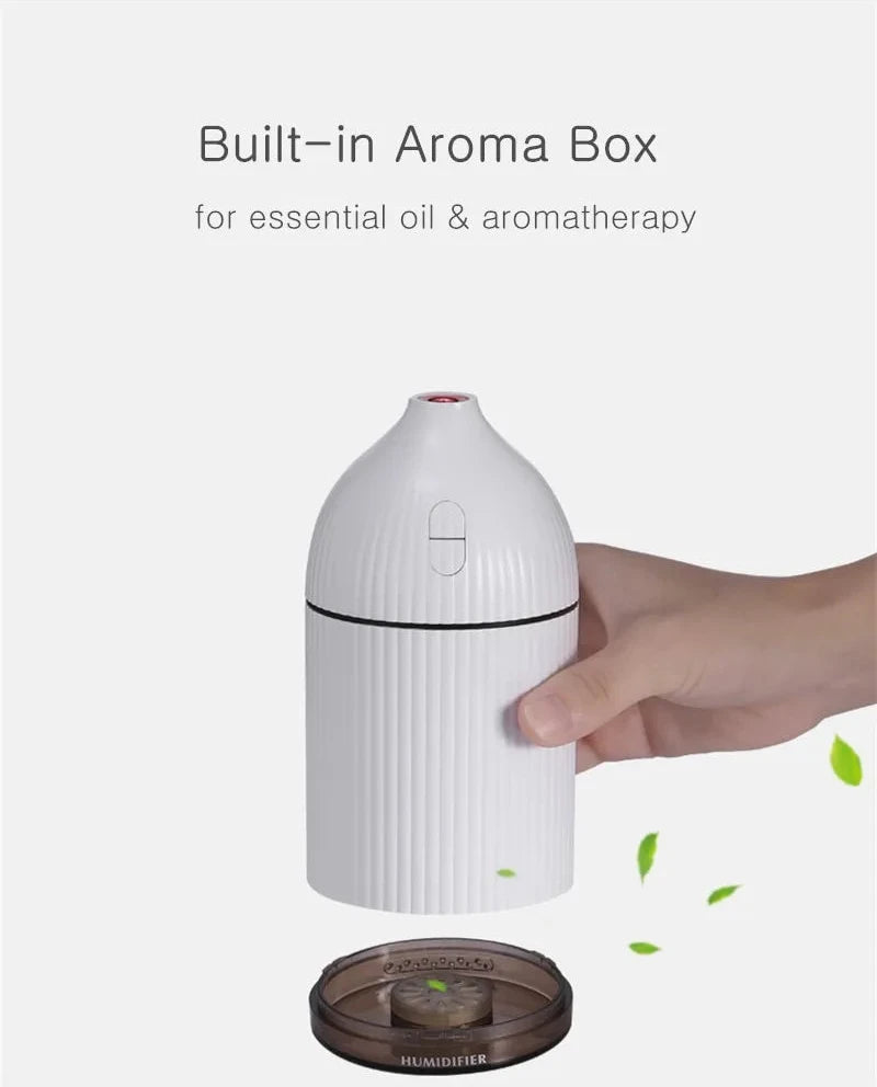 Aromatherapy USB Ultrasonic Humidifier & Essential Oil Diffuser with LED Light (300ml)