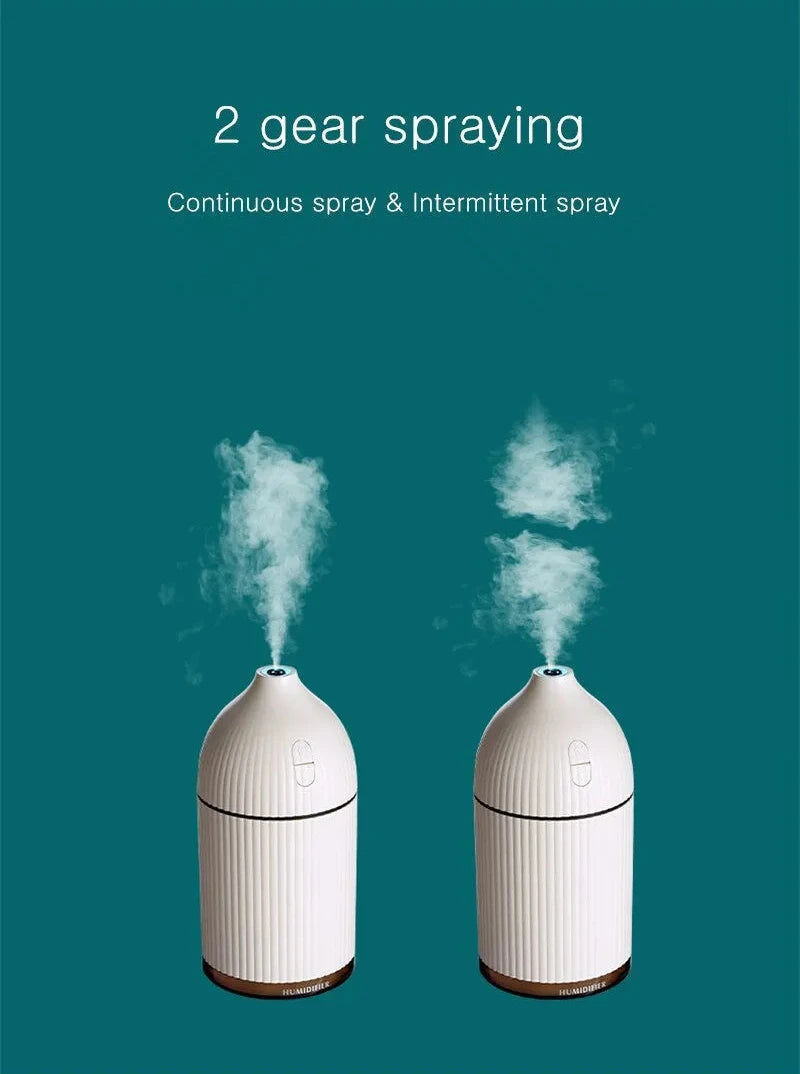 Aromatherapy USB Ultrasonic Humidifier & Essential Oil Diffuser with LED Light (300ml)