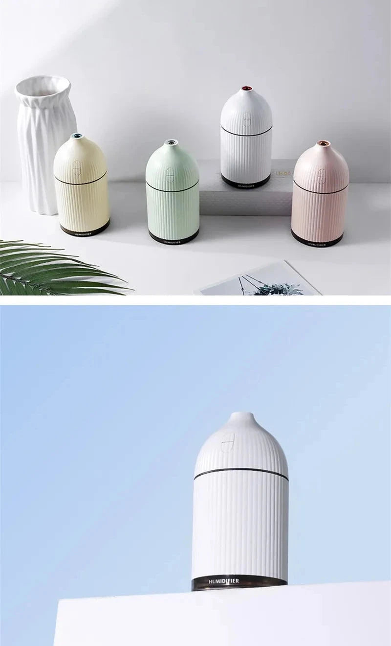 Aromatherapy USB Ultrasonic Humidifier & Essential Oil Diffuser with LED Light (300ml)