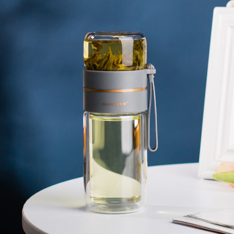 Double-Walled Glass Tea Infuser Bottle