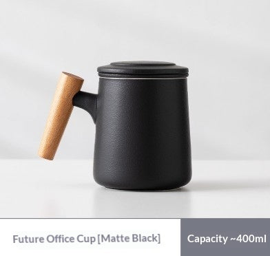 Minimalist Ceramic Tea-Water Separation Mug with Lid & Filter