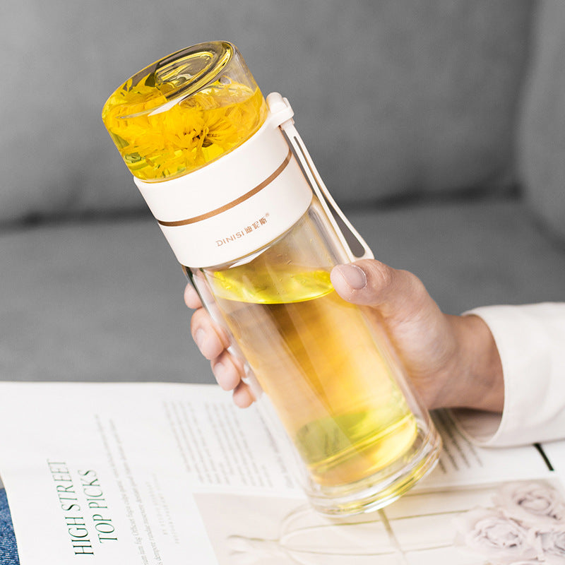 Double-Walled Glass Tea Infuser Bottle