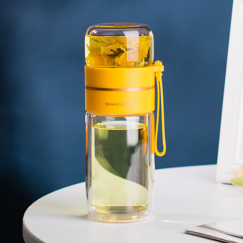 Double-Walled Glass Tea Infuser Bottle