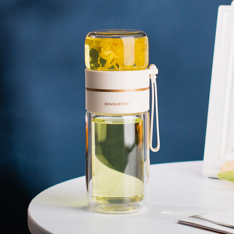 Double-Walled Glass Tea Infuser Bottle