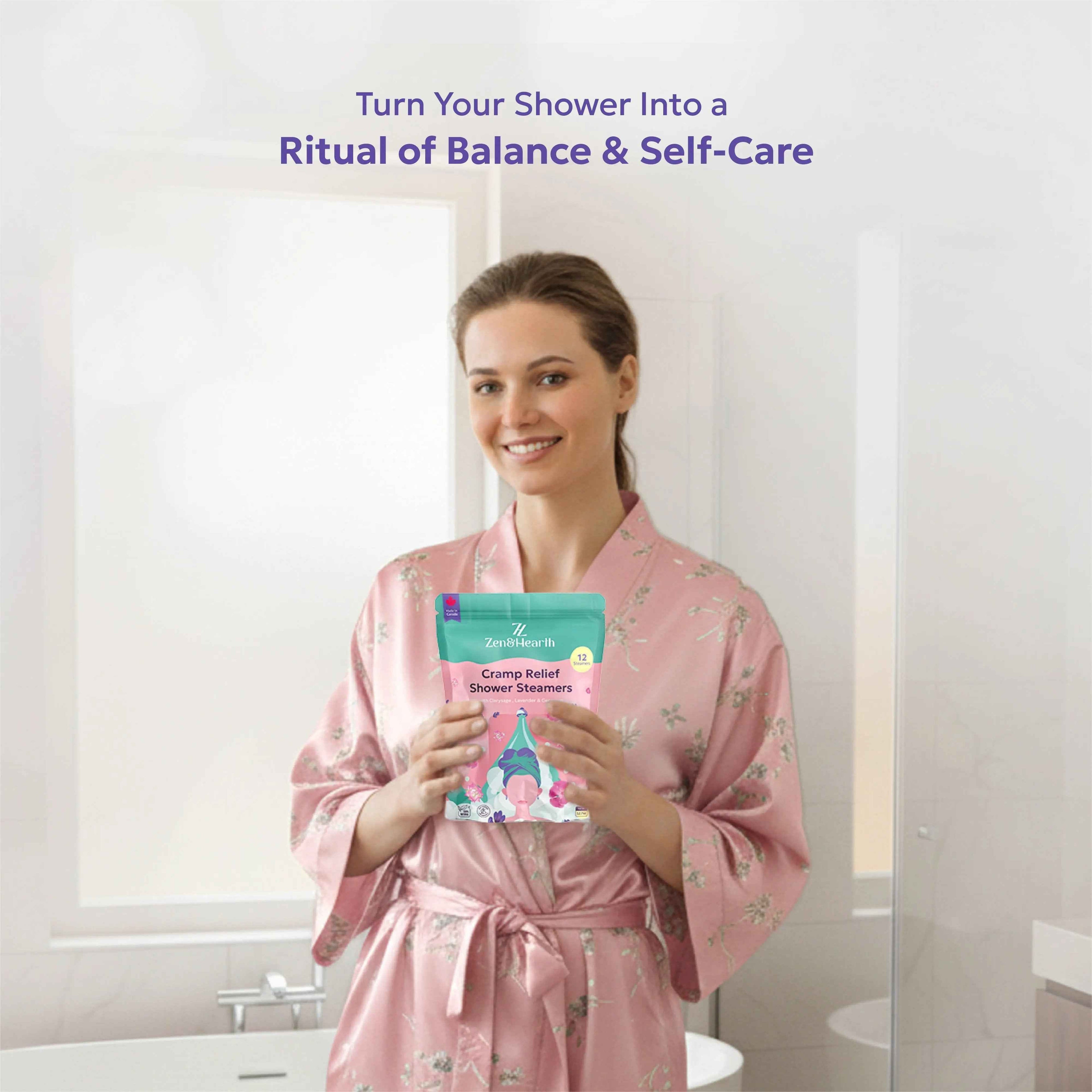 Zen & Hearth Diffuseurs de Douche Anti-Crampes – Cadeau Bien-Être Menstruel pour Femmes et Adolescentes, Comprimés d'Aromathérapie à la Sauge Sclarée, Lavande et Géranium pour la Détente et le Confort du Cycle – Fabriqué au Canada