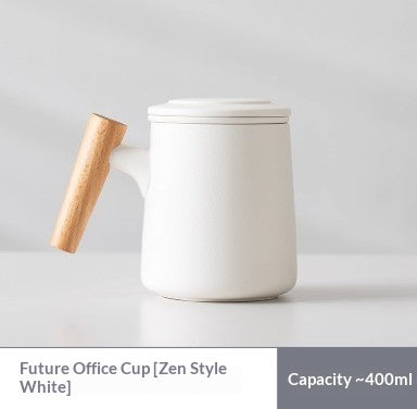 Minimalist Ceramic Tea-Water Separation Mug with Lid & Filter