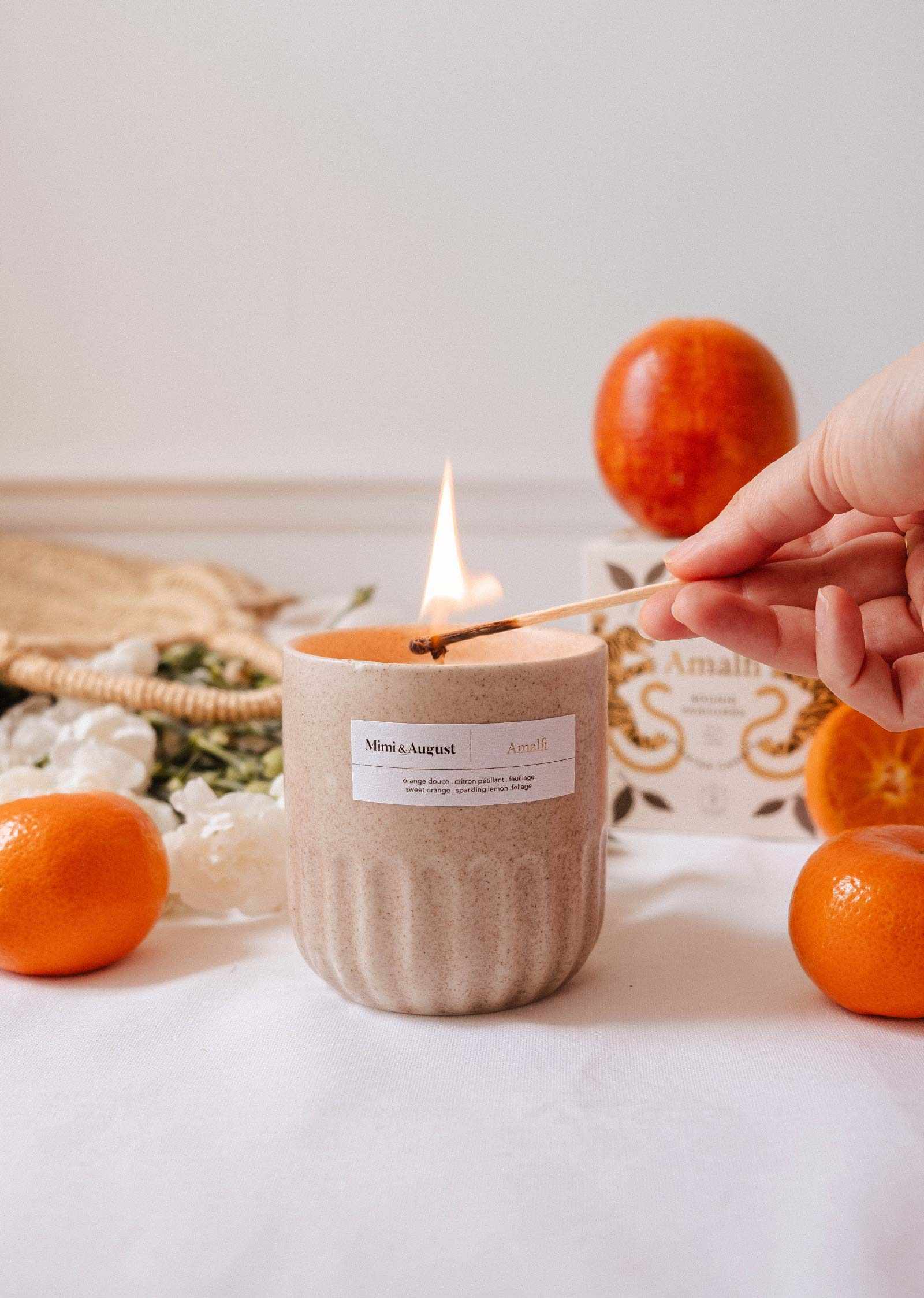 Amalfi Reusable Soy Candle – Sweet Orange, Lemon & Tropical Foliage | Mimi & August