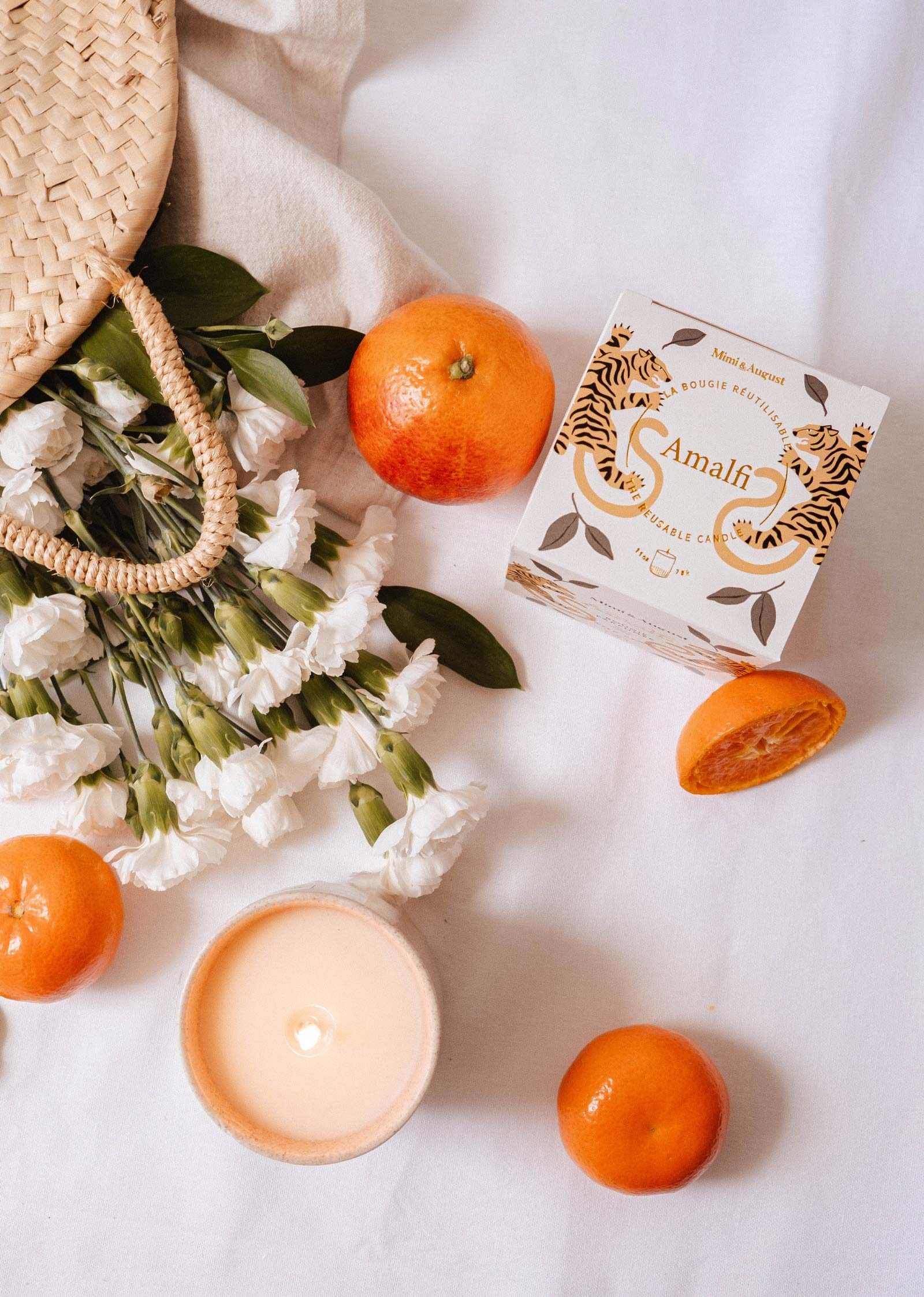 Amalfi Reusable Soy Candle – Sweet Orange, Lemon & Tropical Foliage | Mimi & August