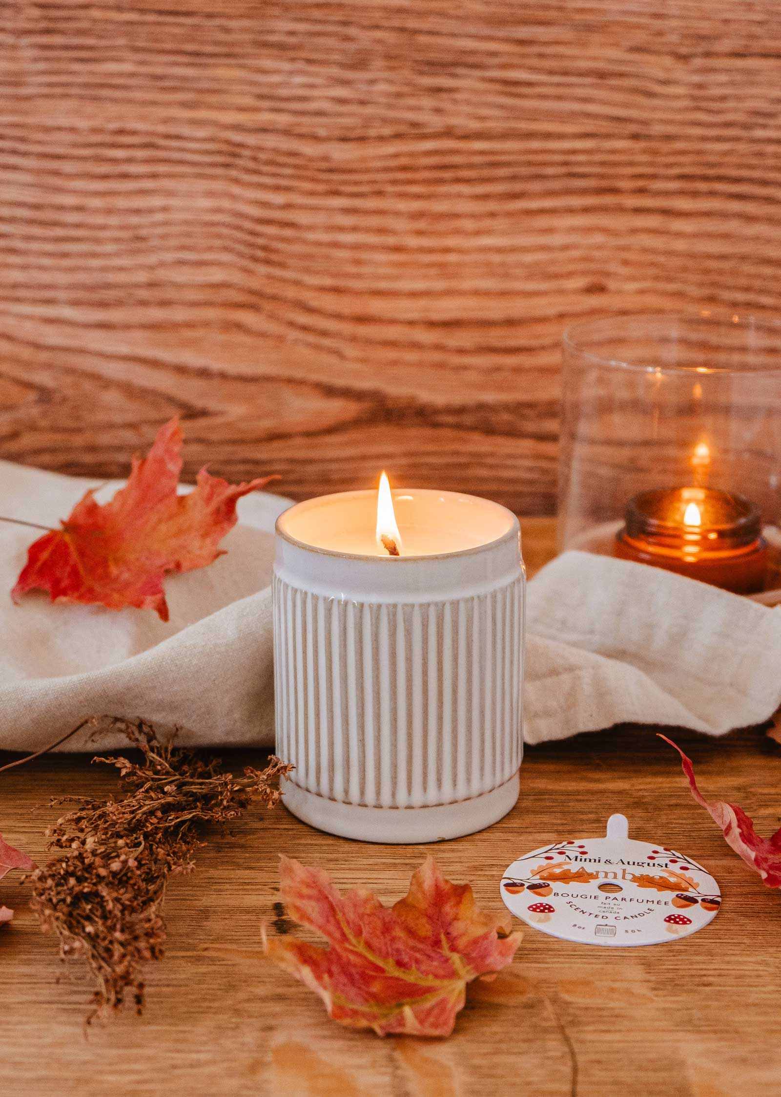 Ambre Reusable Soy Candle – Fig, Cedar & Musk | Mimi & August