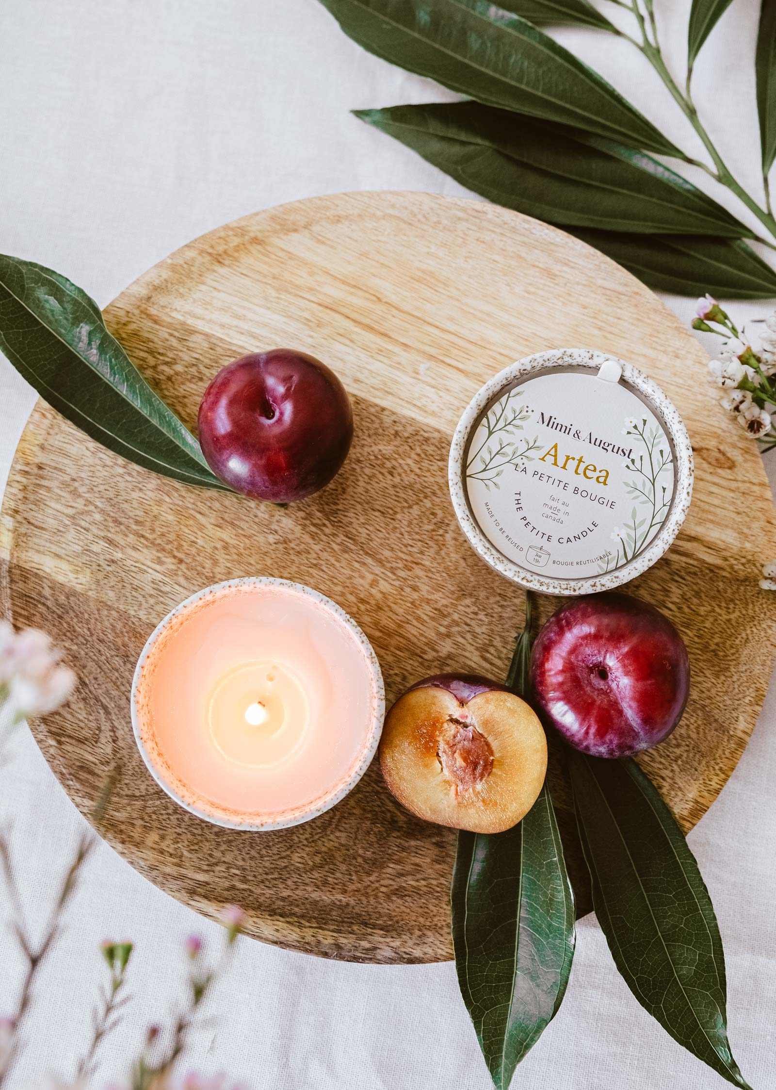 Artea Reusable Soy Candle – Flower Petals, Plum & Foliage | Mimi & August