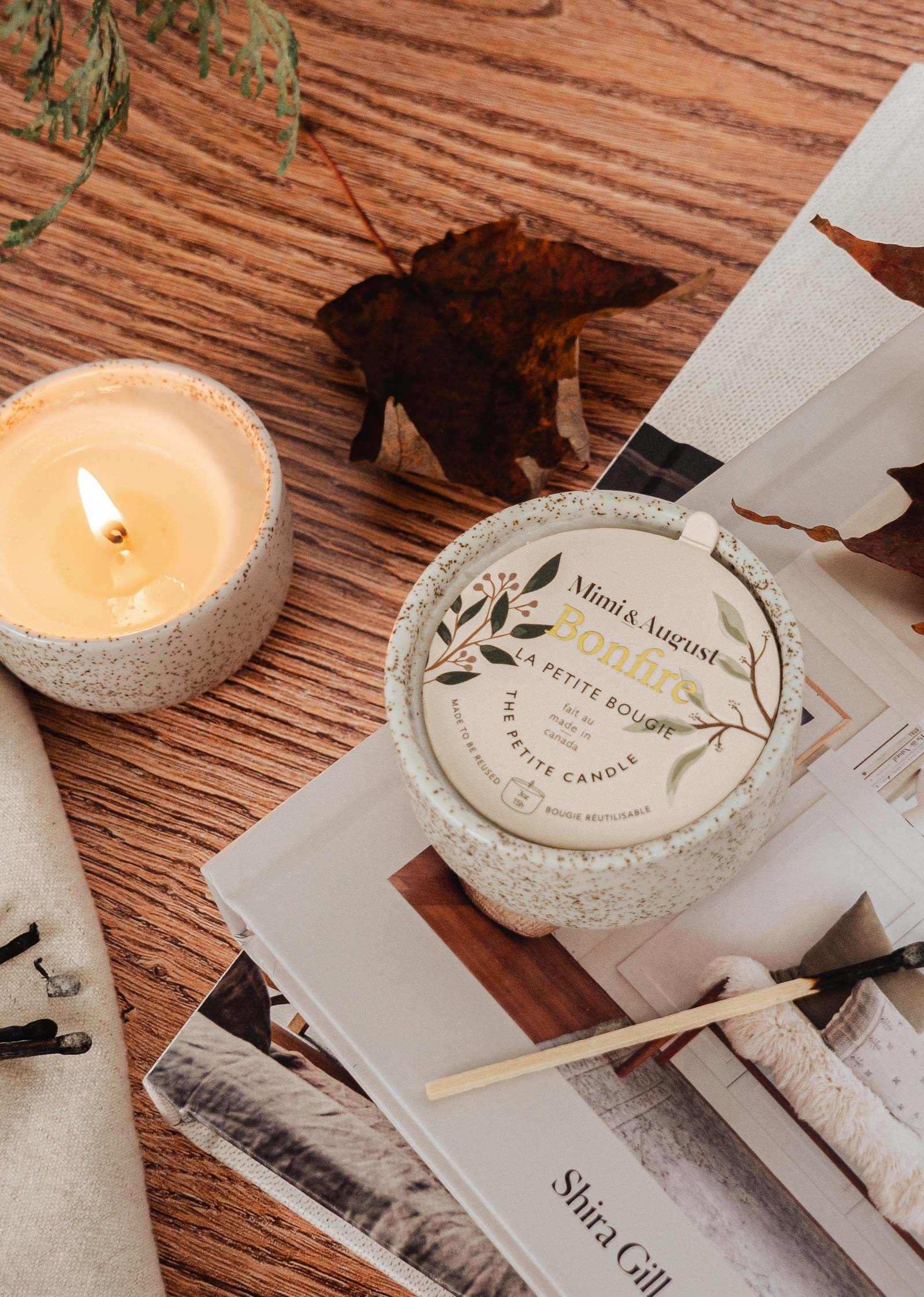 Bonfire Reusable Soy Candle – Cedar, Vanilla & Smoke | Mimi & August