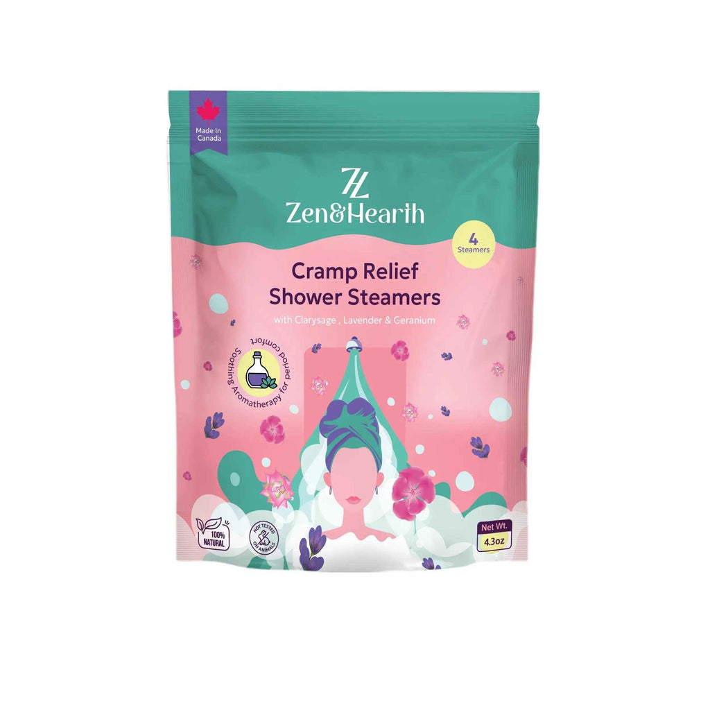 Zen & Hearth Diffuseurs de Douche Anti-Crampes – Cadeau Bien-Être Menstruel pour Femmes et Adolescentes, Comprimés d'Aromathérapie à la Sauge Sclarée, Lavande et Géranium pour la Détente et le Confort du Cycle – Fabriqué au Canada