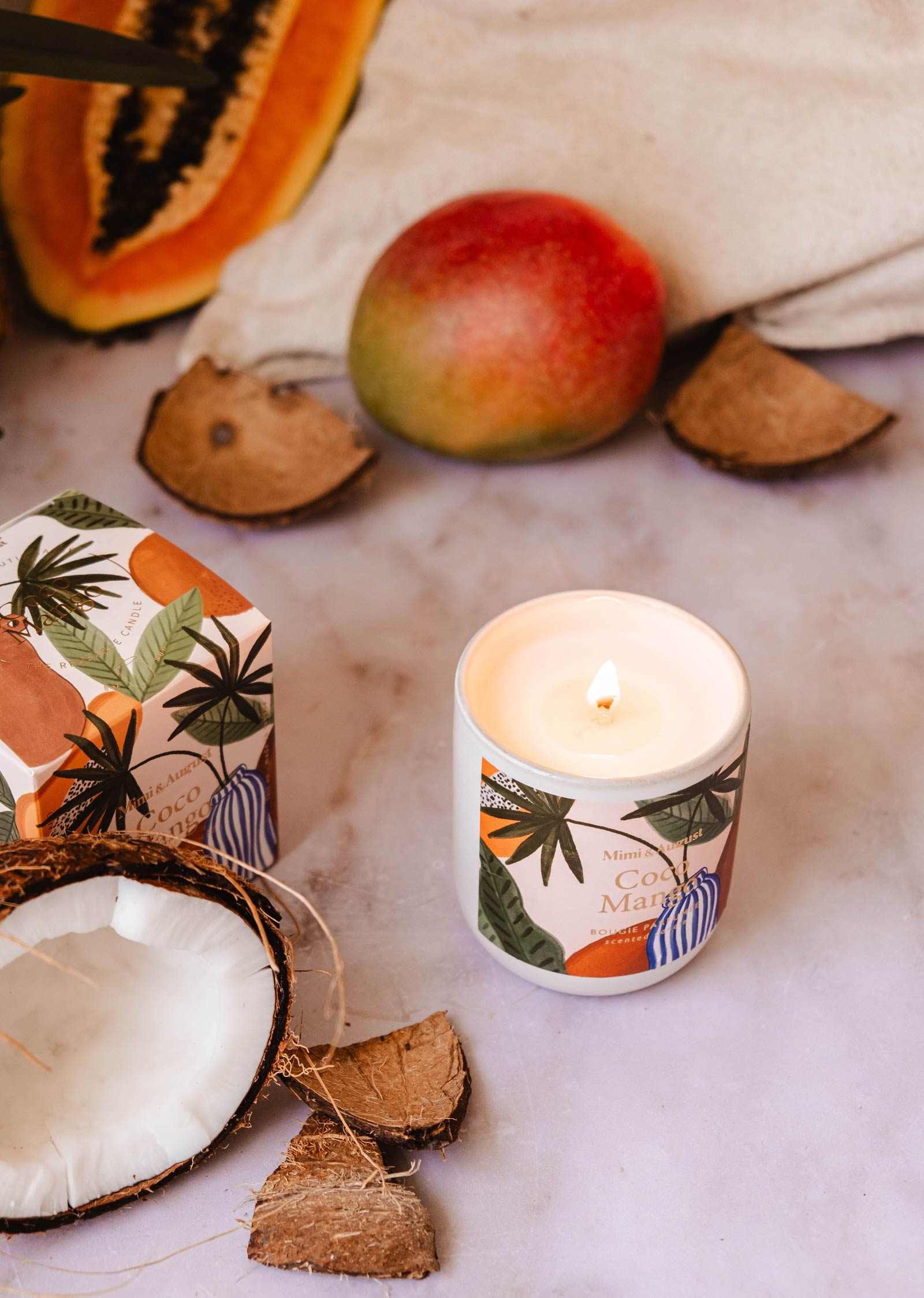 Coco Mango Reusable Soy Candle – Tropical Coconut & Mango | Mimi & August