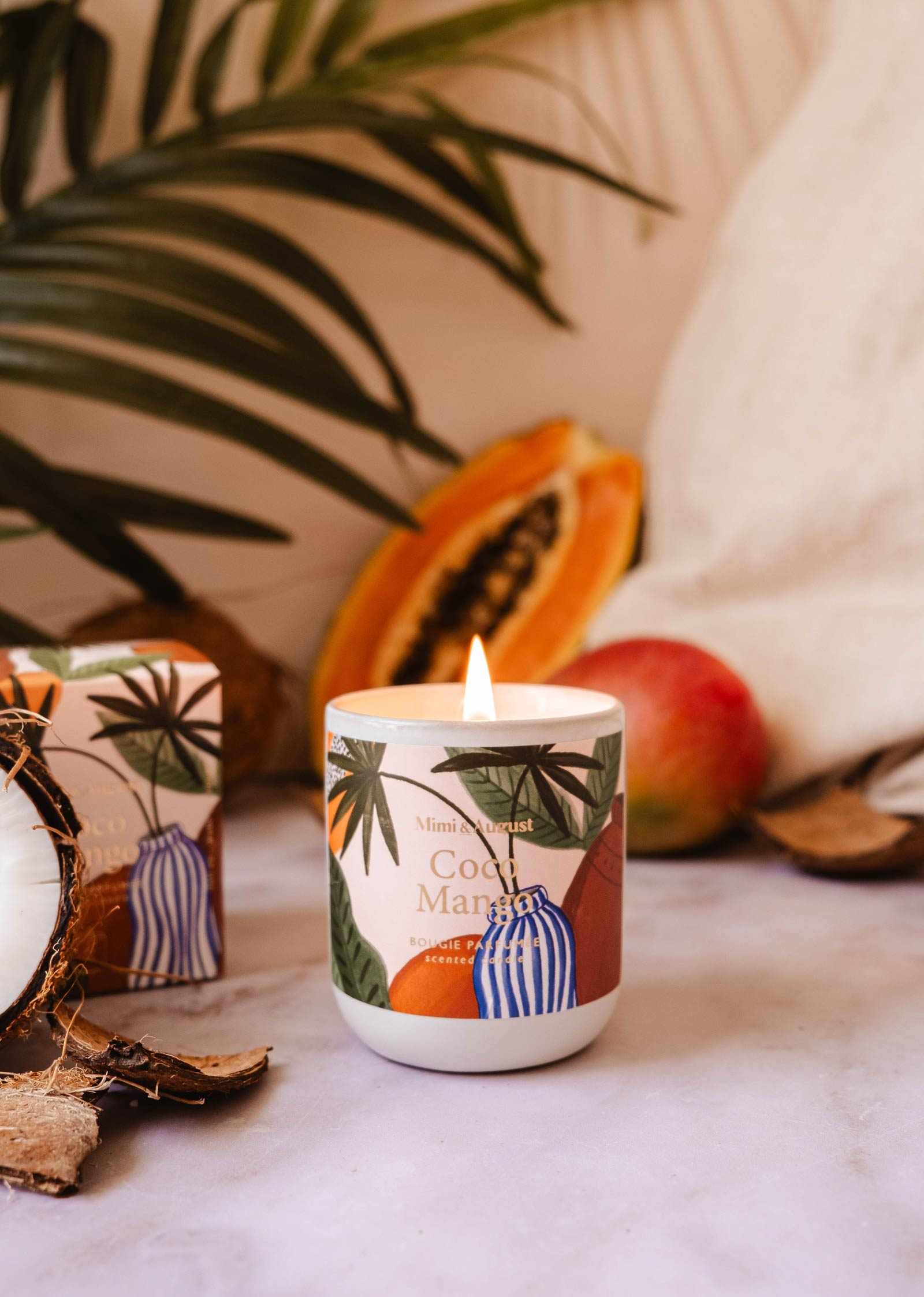 Coco Mango Reusable Soy Candle – Tropical Coconut & Mango | Mimi & August