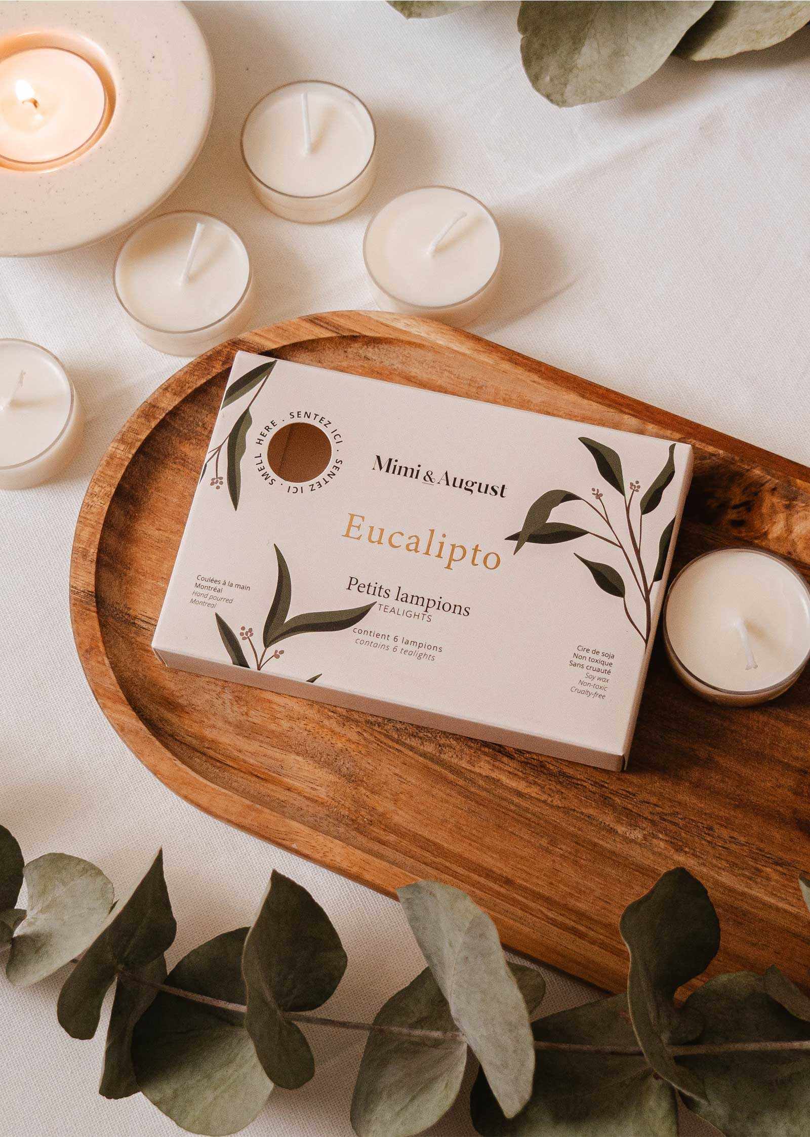 Eucalipto Tealight Candle Set – Fresh Eucalyptus | Mimi & August
