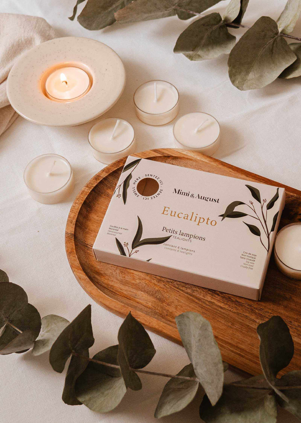 Eucalipto Tealight Candle Set – Fresh Eucalyptus | Mimi & August
