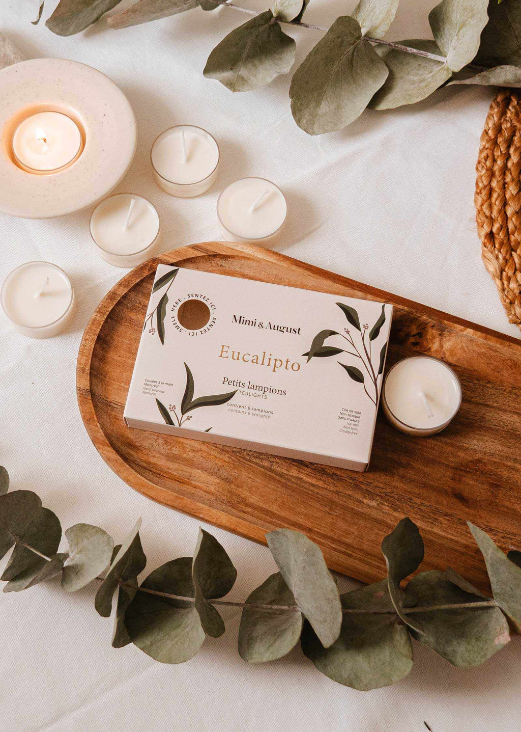 Eucalipto Tealight Candle Set – Fresh Eucalyptus | Mimi & August