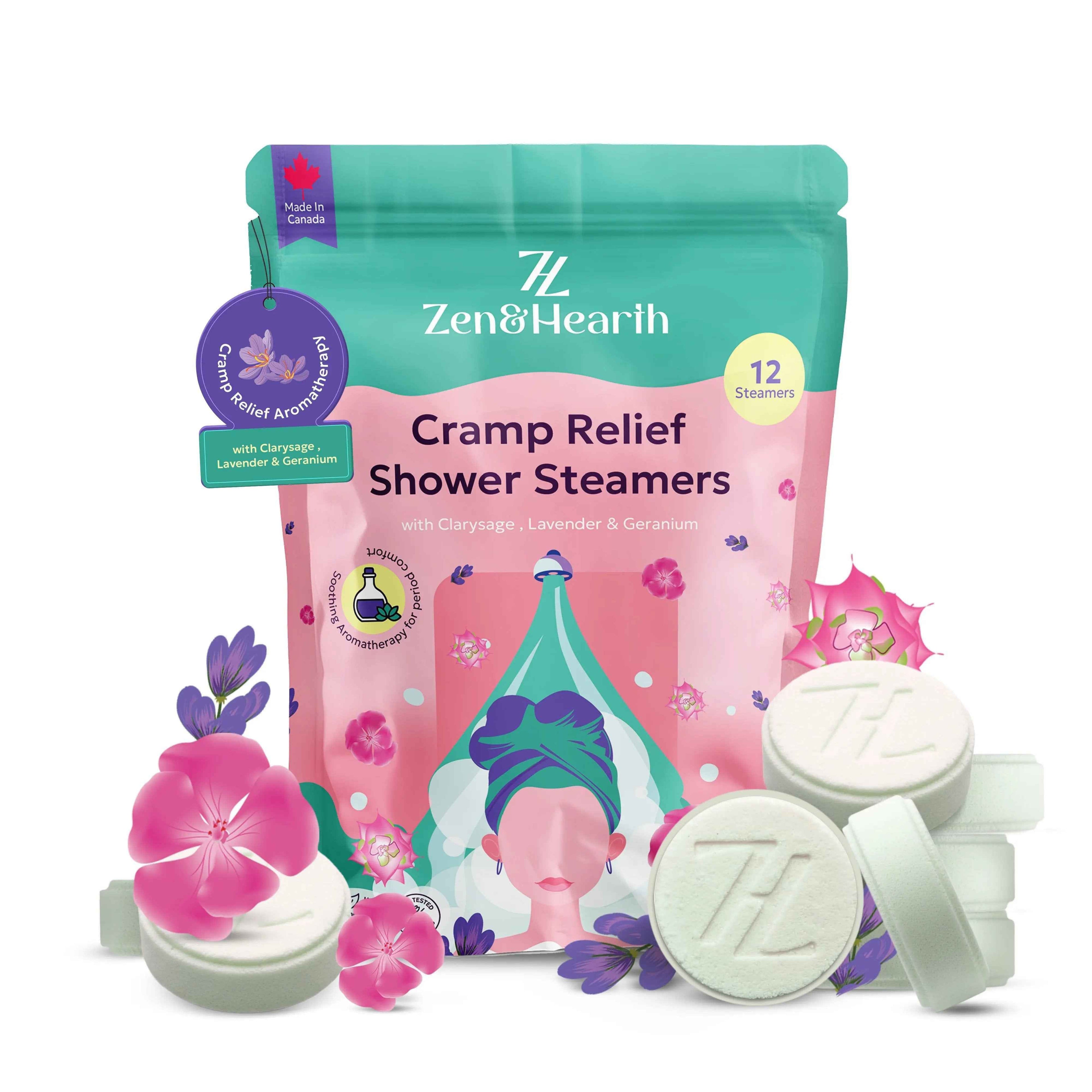 Zen & Hearth Diffuseurs de Douche Anti-Crampes – Cadeau Bien-Être Menstruel pour Femmes et Adolescentes, Comprimés d'Aromathérapie à la Sauge Sclarée, Lavande et Géranium pour la Détente et le Confort du Cycle – Fabriqué au Canada