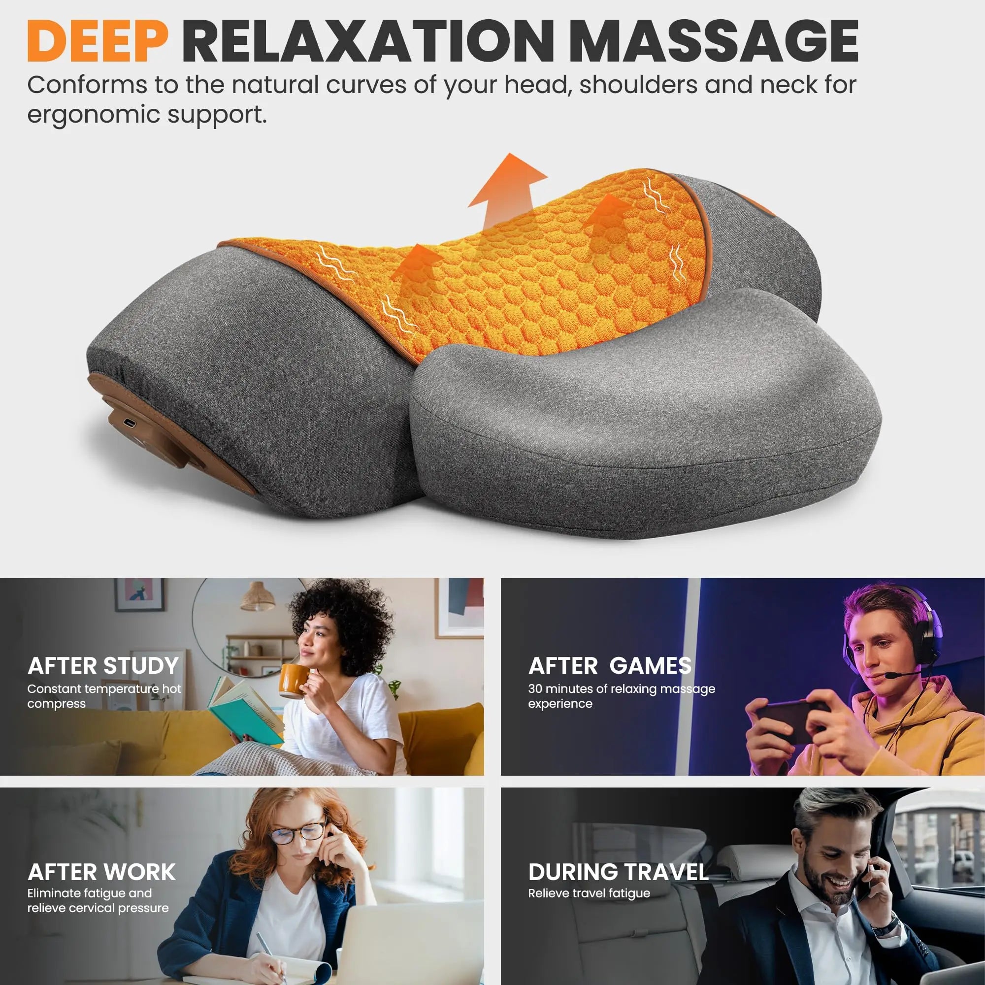 Oreiller de massage cervical | Compresse chaude et soulagement de la traction