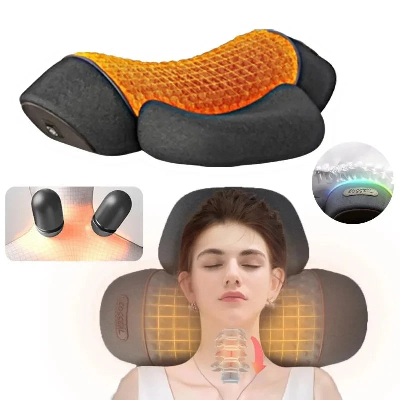 Oreiller de massage cervical | Compresse chaude et soulagement de la traction