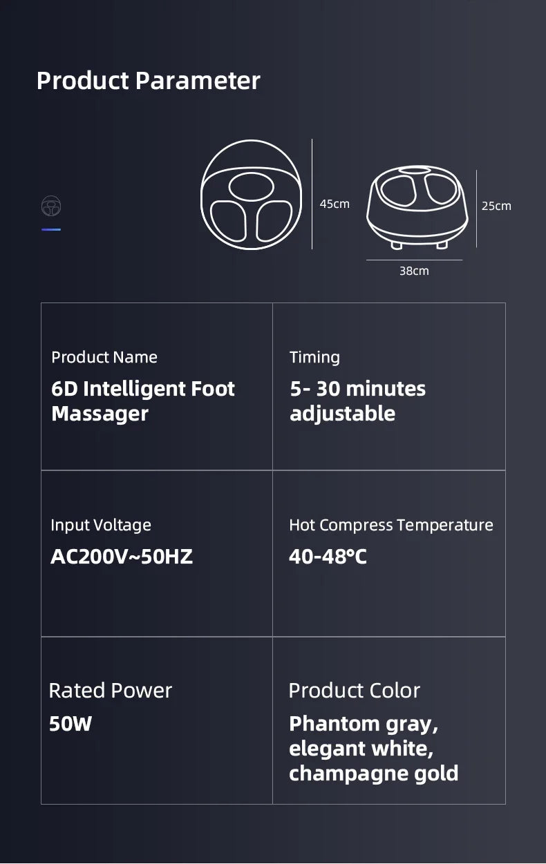 Luxury 6D Airbag Foot Massager with Heat & Remote Control