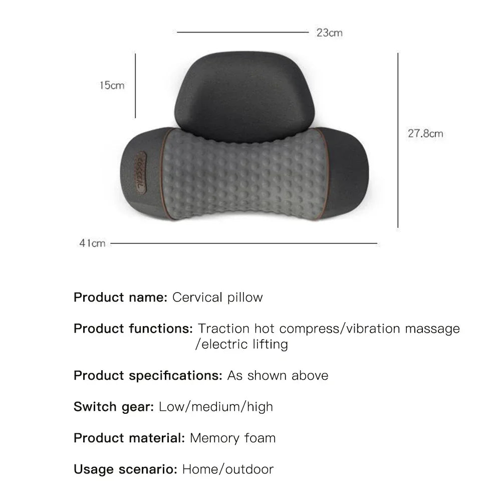 Oreiller de massage cervical | Compresse chaude et soulagement de la traction