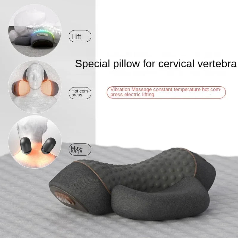 Oreiller de massage cervical | Compresse chaude et soulagement de la traction