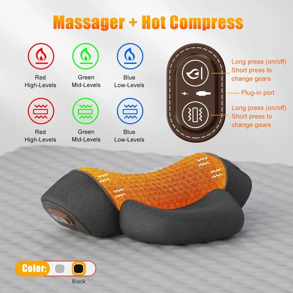 Oreiller de massage cervical | Compresse chaude et soulagement de la traction