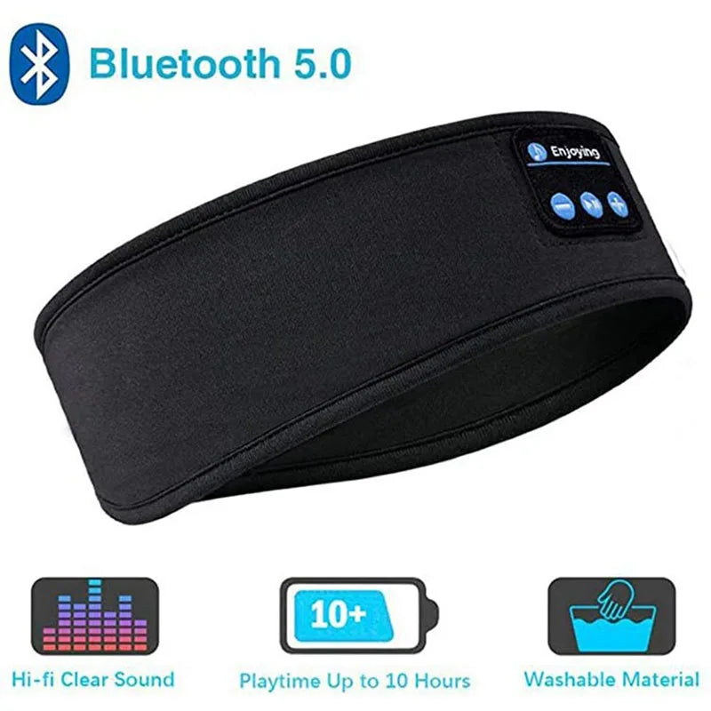 Bandeau de sport souple et confortable avec casque audio Bluetooth et masque de sommeil intégré
