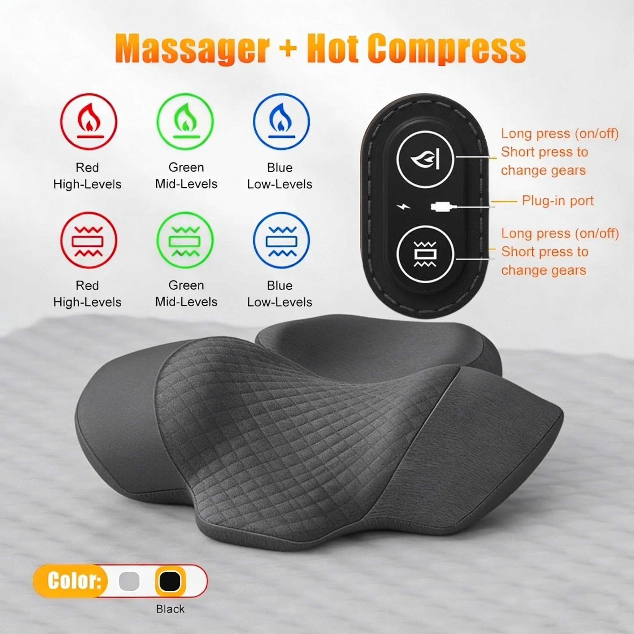 Oreiller de massage cervical | Compresse chaude et soulagement de la traction