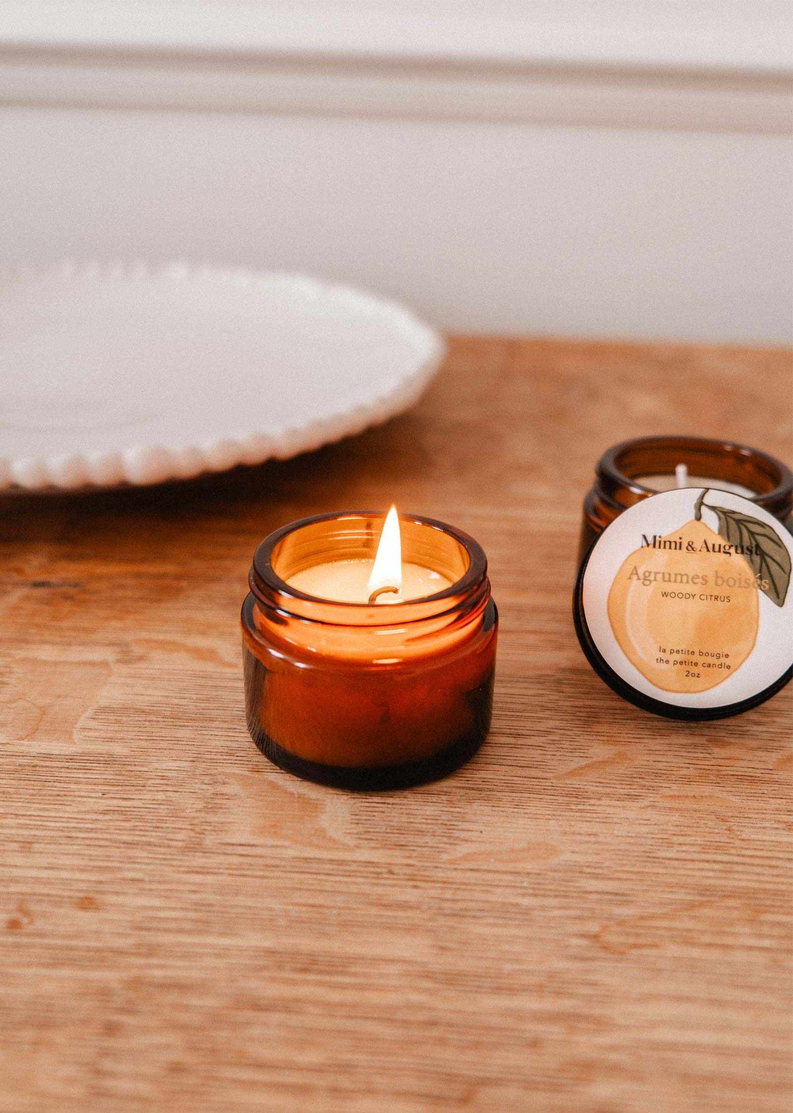 Woody Citrus Soy Candle – Lemon & Cedar 2 oz | Mimi & August