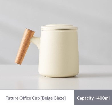 Minimalist Ceramic Tea-Water Separation Mug with Lid & Filter